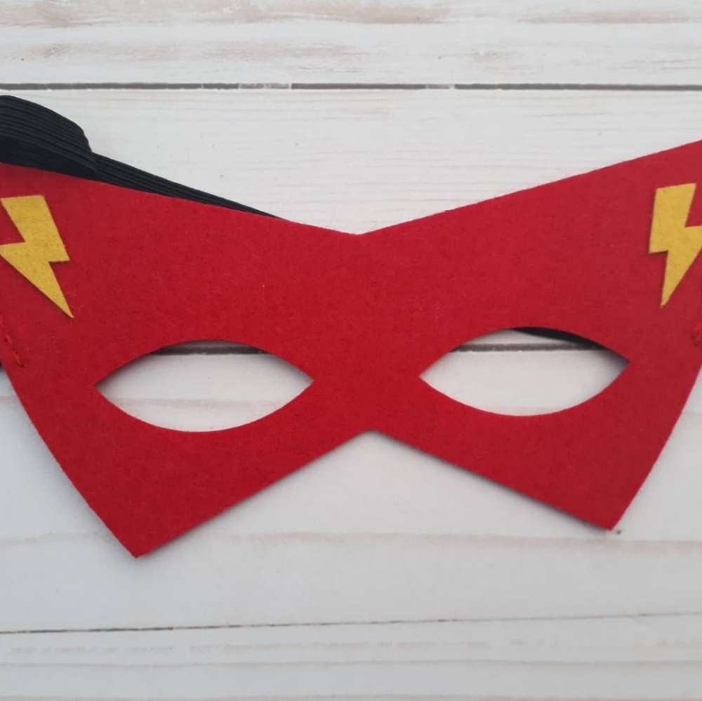 2/$22 Flash Superhero Felt Face Mask Halloween Costume Kids Adult DC Comics